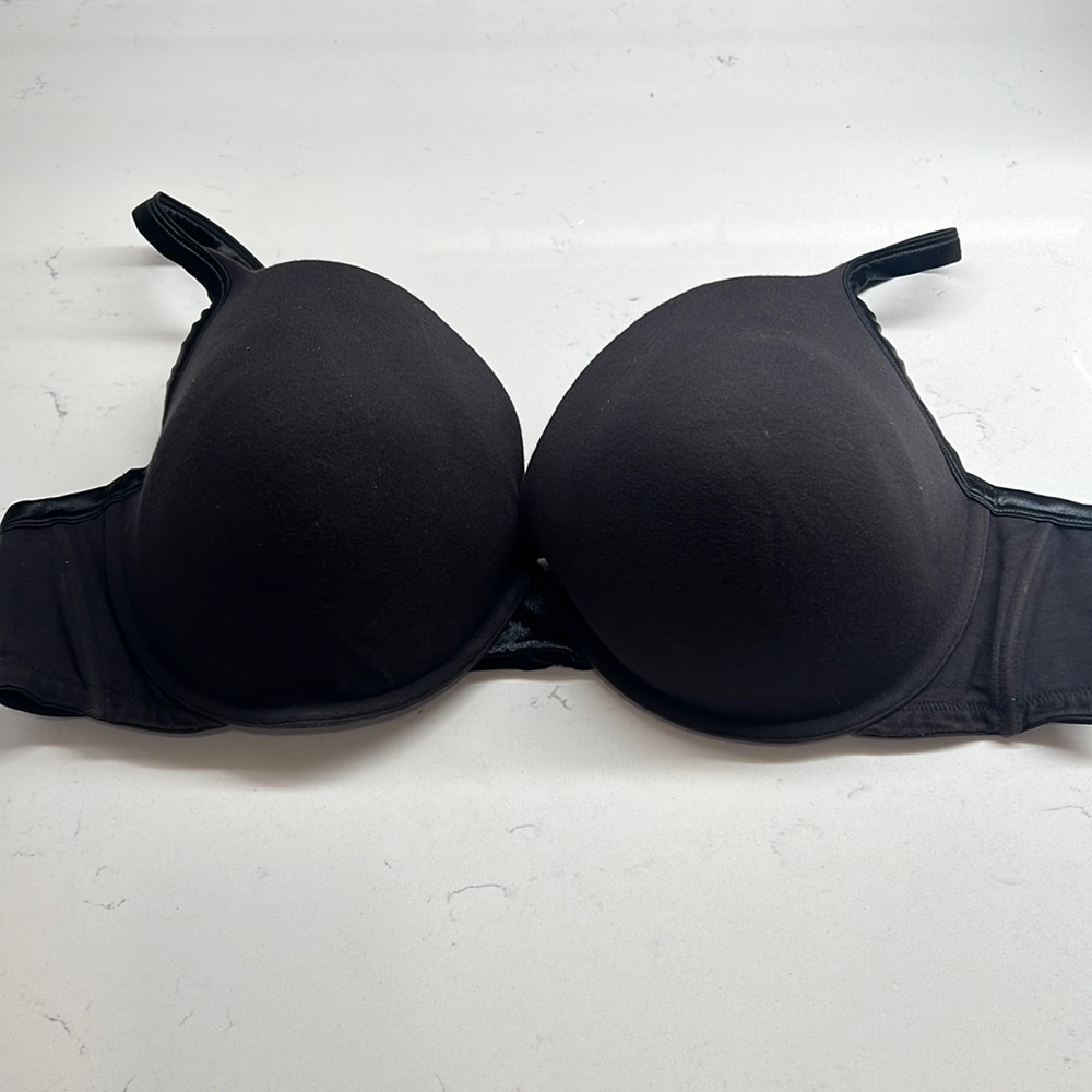 Cacique Cotton Boot Plunge Underwire Bra Size 50D Black‎